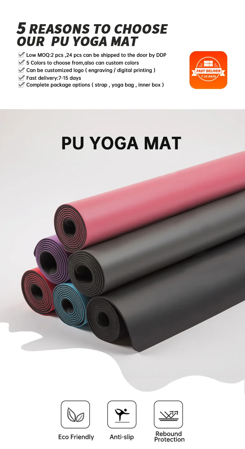 68cm Polyurethane Yoga Matt,Natural Rubber PU Leather Yoga Mat with Factory Price