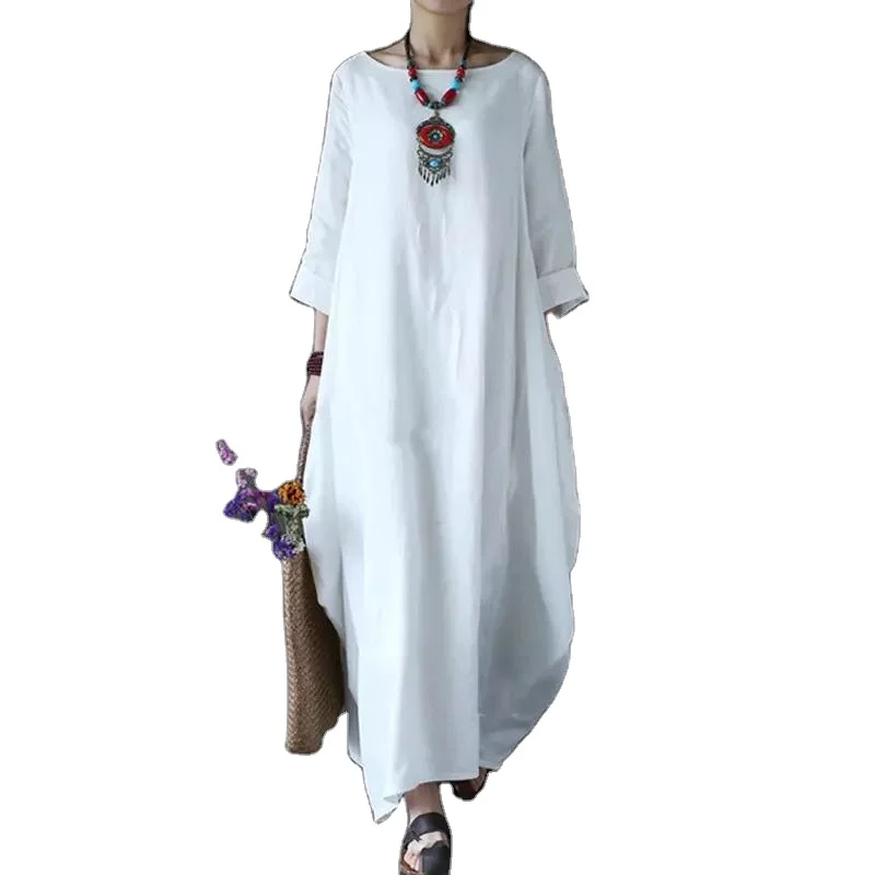 white cotton boho maxi dress