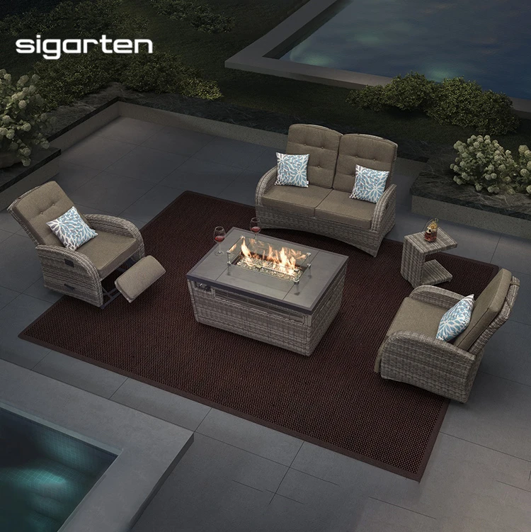 Высококачественная мебель Foshan для сада, улицы, патио, ротанговый диван, металлическая Бездымная газовая яма с пропаном