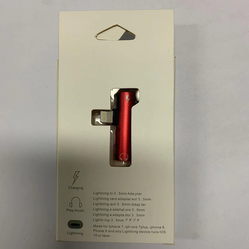 
 2 в 1 аудио наушники зарядный двойной адаптер разделитель для iPhone XR XS X 7 8 Plus для 3,5 мм разъем для наушников AUX Кабельный разъем  