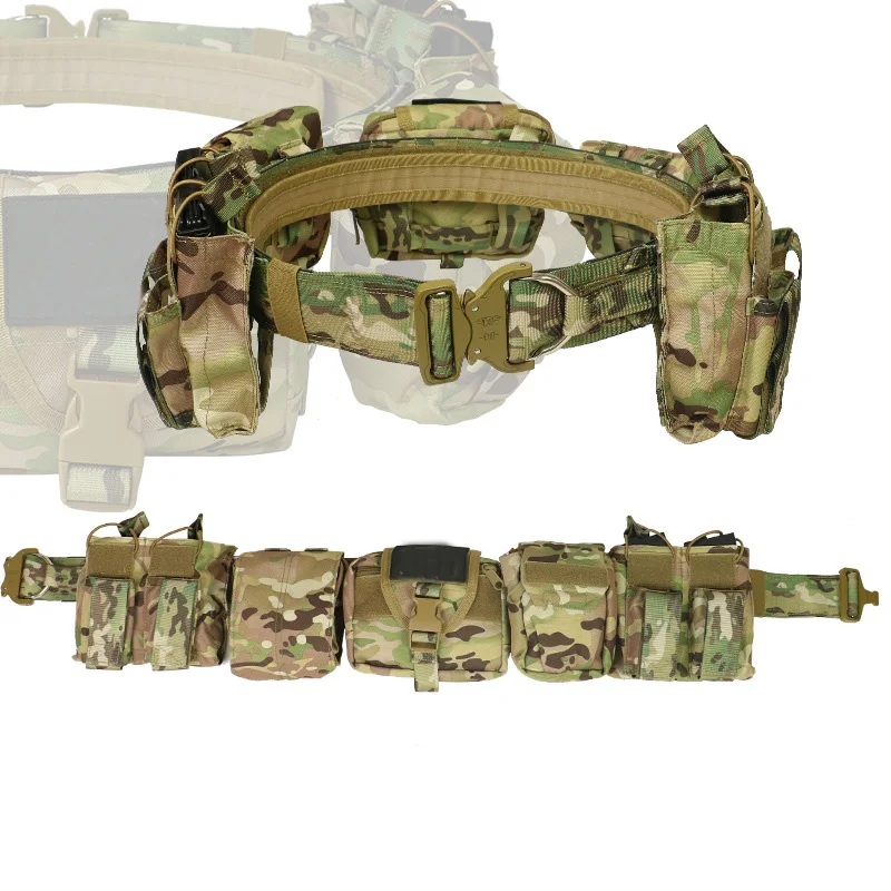 Outdoor Nylon Detachable Adjustable Waist Belt Set with Multifunctional Combination Patrol Waist Belt