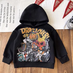 Custom Winter Cartoon Printed Japanese-style Vintage Children's Winter Thickened Hooded Sweatshirt Clothes for Kids