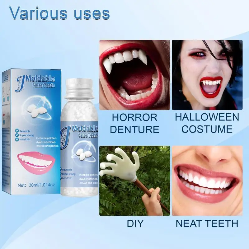 30g Resin That Fit Solid Temporary Repair Set Moldable Teeth and Gap False Glue Denture Tooth Care