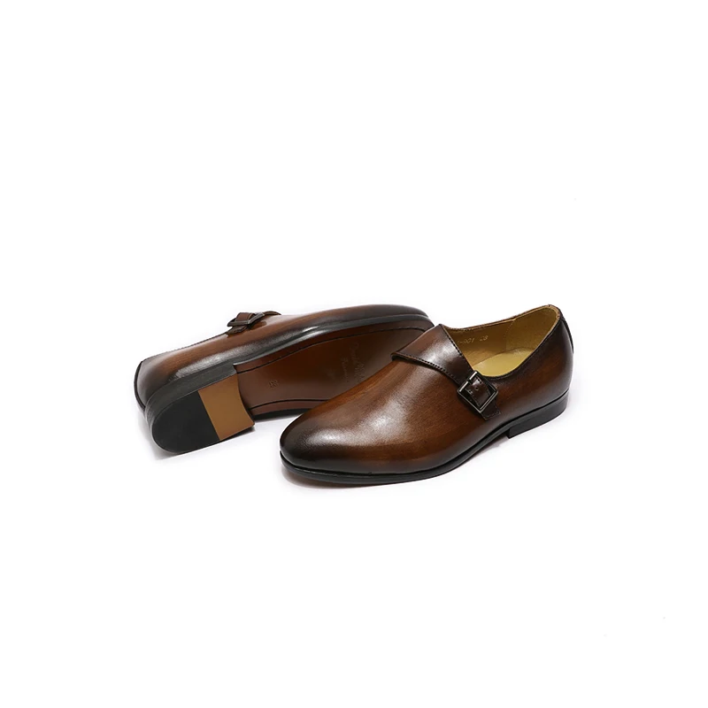 
Мужские кожаные лоферы с пряжкой и ремешком; официальная обувь из натуральной кожи 