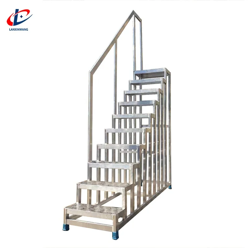Подгонянный промышленный алюминиевый сплав стальной прокатный шага платформы подвижный восхождение склад лестницы грузовик для алюминиевого сплава алюминиевая верхняя консервная