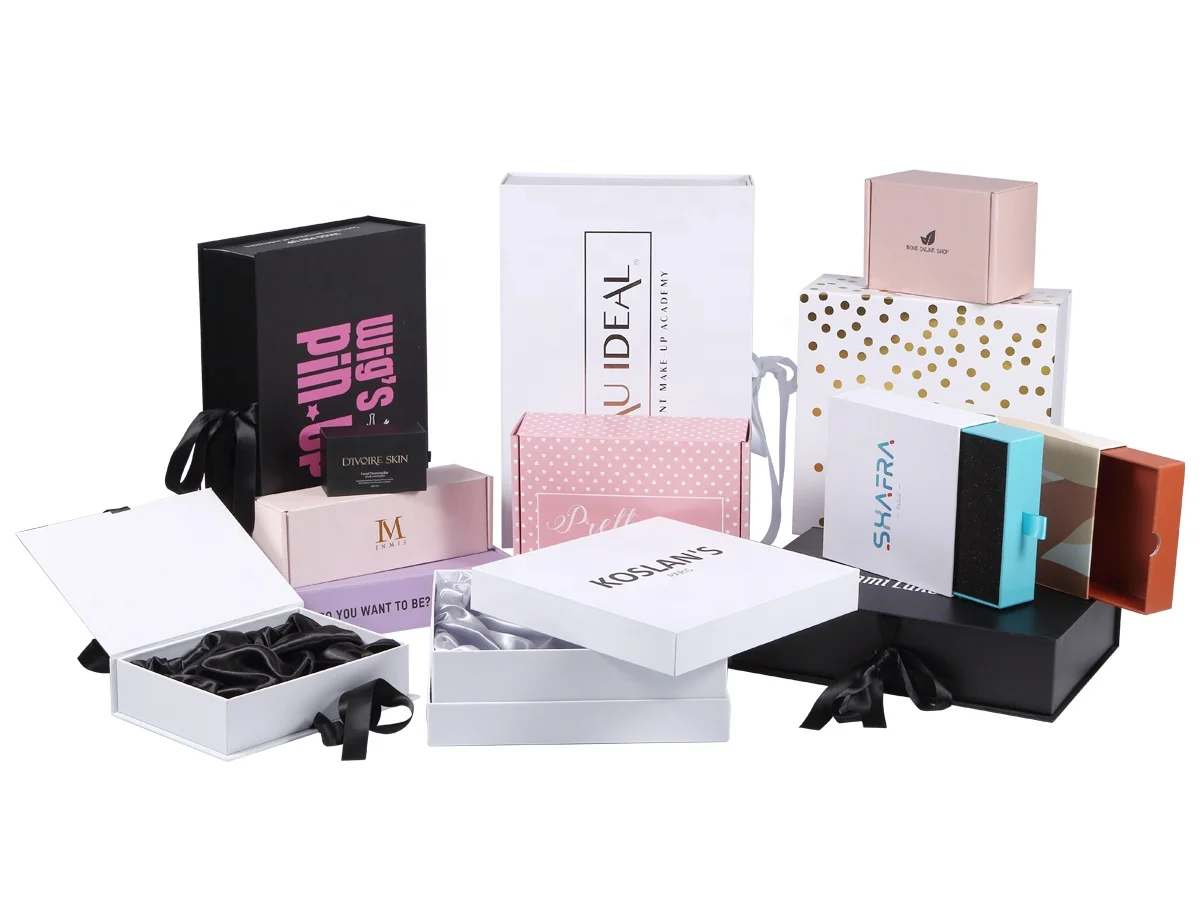 包装盒定制徽标化妆盒化妆品带磁铁白色包装礼品盒 