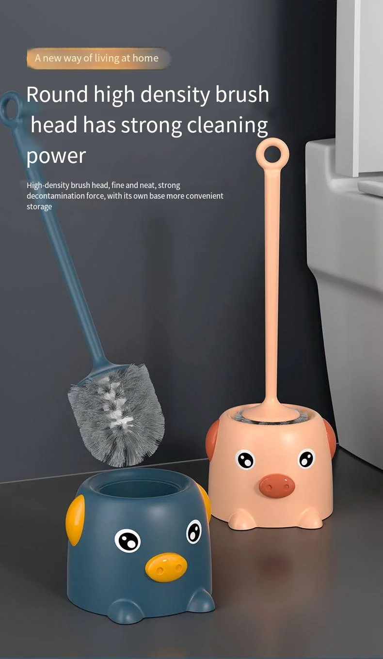 New Piglet toilet brush no dead corner soft hair household creative cartoon toilet brush wholesale dredge toilet brush factory