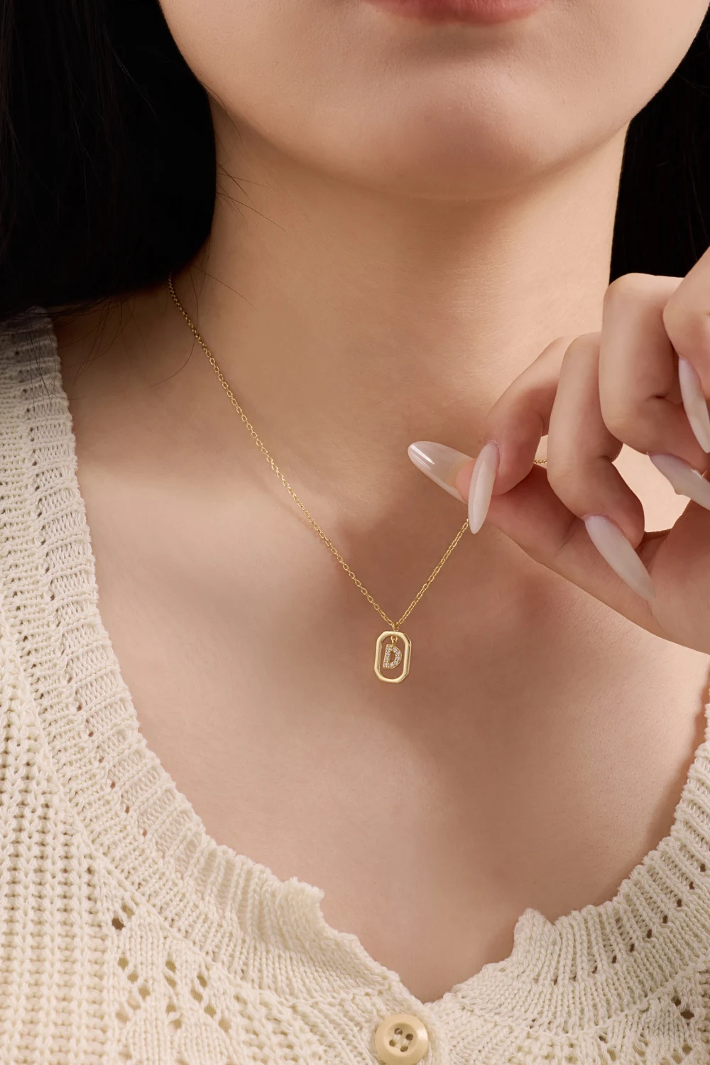 KAKODIY Initial Necklace Rhodium 14K Gold Plated 925 Sterling Silver 5A Zirconia Small Letter Monogram - Women's Pendant Necklace detail 2