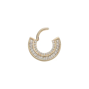 Giometal 14K/18K Solid Gold Hinged Segment Rings Septum Clickers Earrings Nose Jewelry Conch Daith Luxury  Body Jewelry Piercing