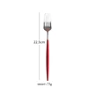Dinner fork red silver