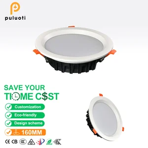 PULUOTI Direct Sales of Aluminum Recessed Downlight with 160mm Hole Size 110 Beam Angle Easy Installation High Brightness