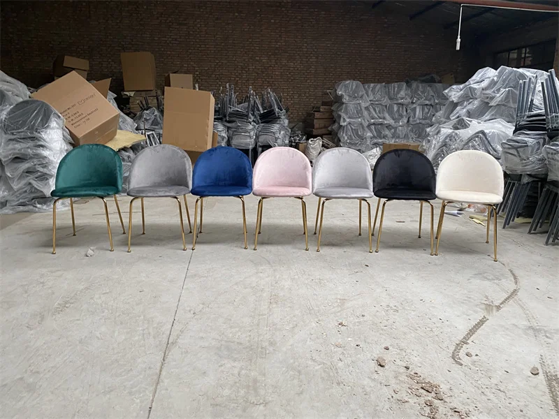 Funiture  Factory Modern Dinning Room Sets Velvet Fabric Dinning Chairs  New Hotel Restaurant Upholstered Chairs