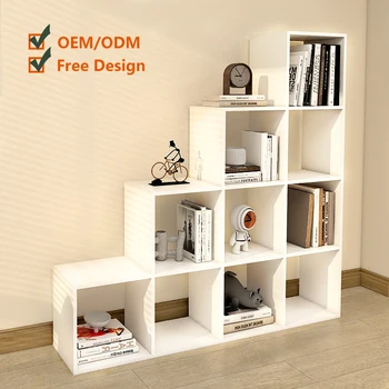 High Quality Modern Style MDF Rotating Wooden Book Shelf Modern Living Room Hot Sale Bookcase