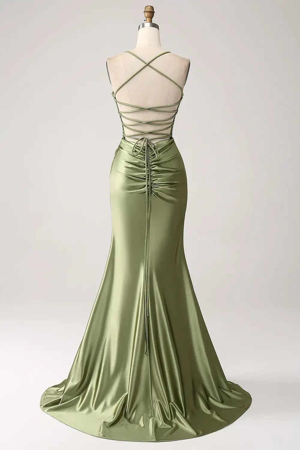 green emerald velvet dress Empire-Waist Long La Femme Plus Prom Dress