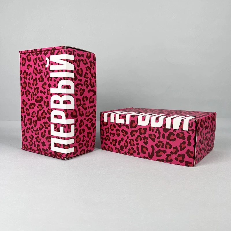 Corrugated Mailer Boxes | Lipack Leopard Print Paper Large Packaging Shipping Mailer Box Custom Pink Corrugated Mailing Box