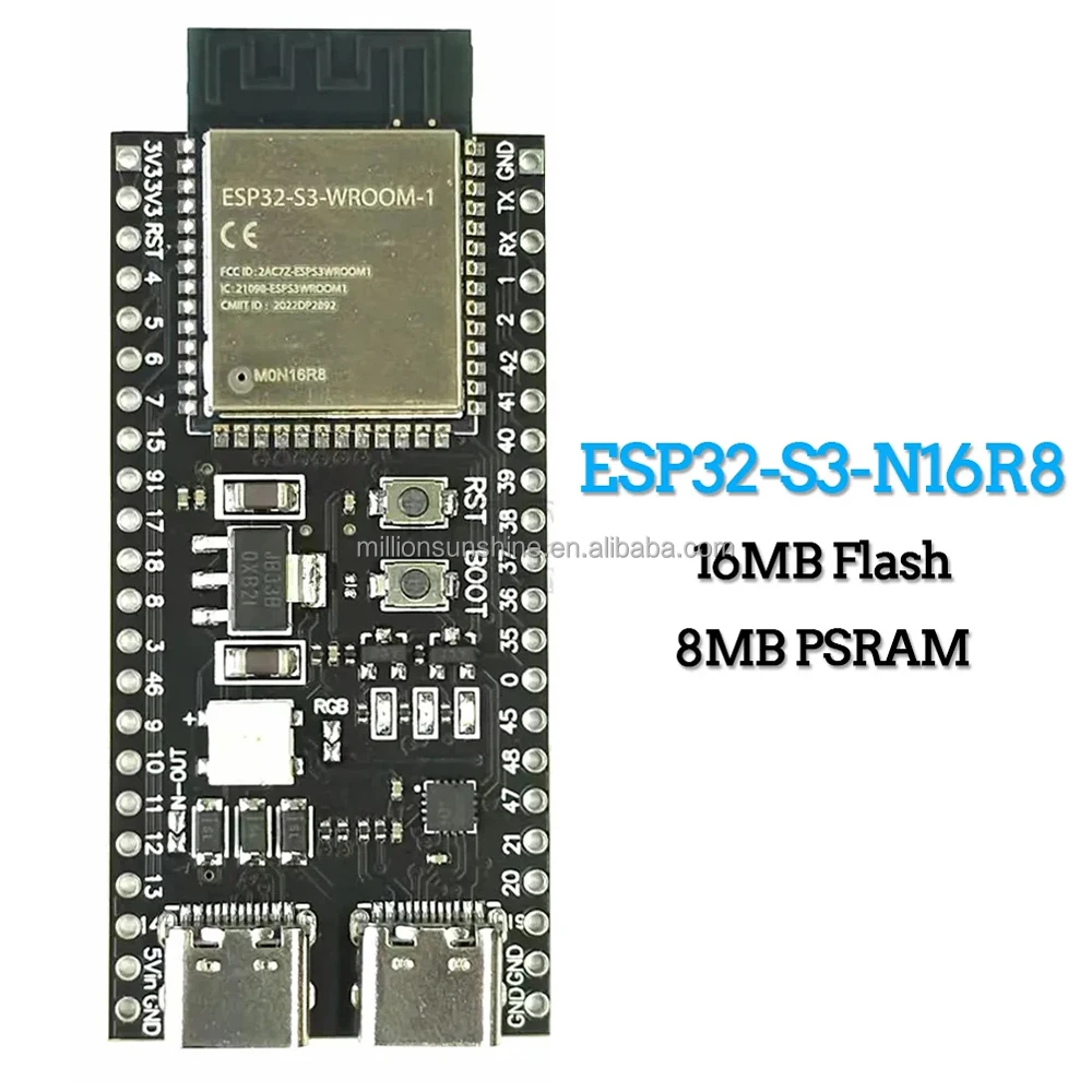 product esp32 s3 development board 24g wifi module for arduino esp idf esp32 s3 wroom 1 n8r2 n16r8 44pin type c 8m psram esp32 s3-2