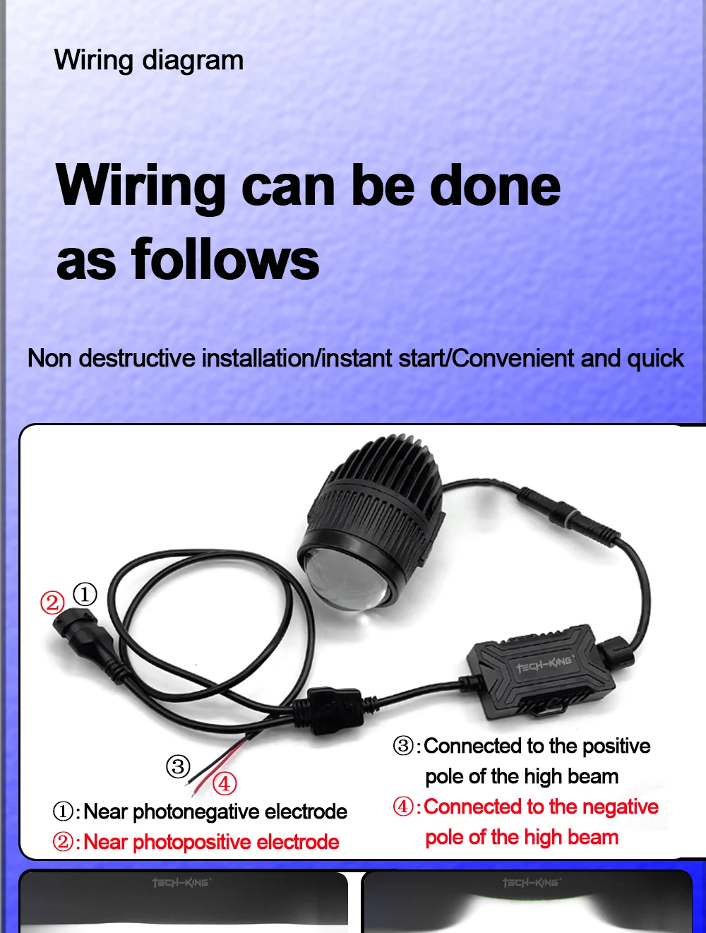 TECH-KING F15 2.0'' LED BI-LED projector fog lamp light led car 3000K/6000K with Toyota bracket for any cars lens fog lamp