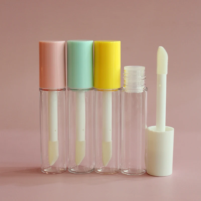 Wholesale pink lipgloss tubes empty lip container with big brush 10ml lip gloss containers custom logo white lip gloss tube