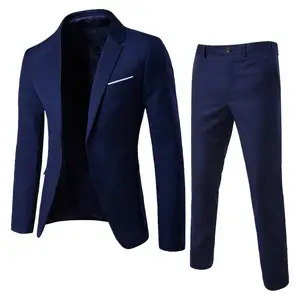 2026 Vintage Woven Casual Spring 2-Piece Men's Suit Set with Classic Blazers and Pants for Business & Wedding Parties