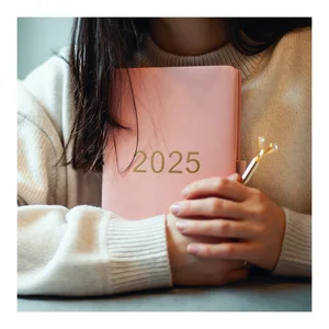 Wholesale 2026 2026 Pink A5 Agenda Notebook Custom Logo Hardcover PU Leather Planner Meeting Planner with English Spanish Diary