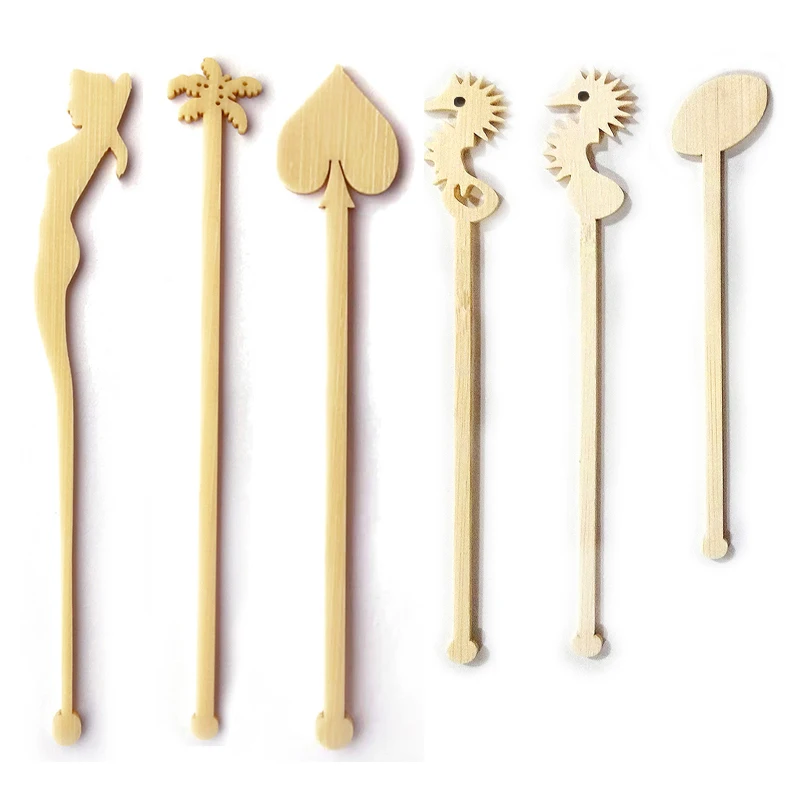 Long Bamboo Coffee Stirrers Cocktail Oem Eco Biodegradable Bamboo Bar