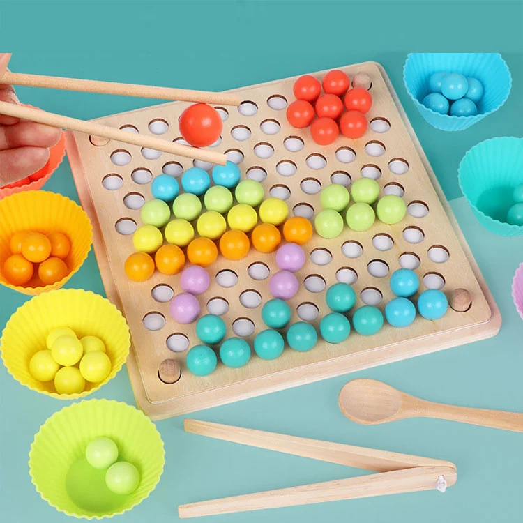 Early Educational Toy Hands Brain Training Clip Beads Puzzle Board Math Game Baby Montessori Wooden Toys