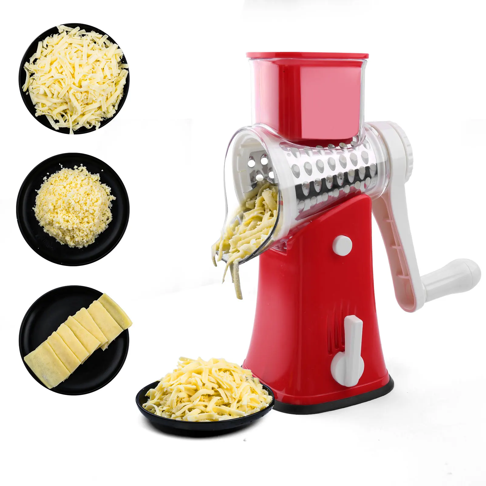 Source Manual Food Processor Rotary Cheese Grater for Kitchen Drum Grate r  3 in 1 Blades Vegetable Grater Shredder on m.