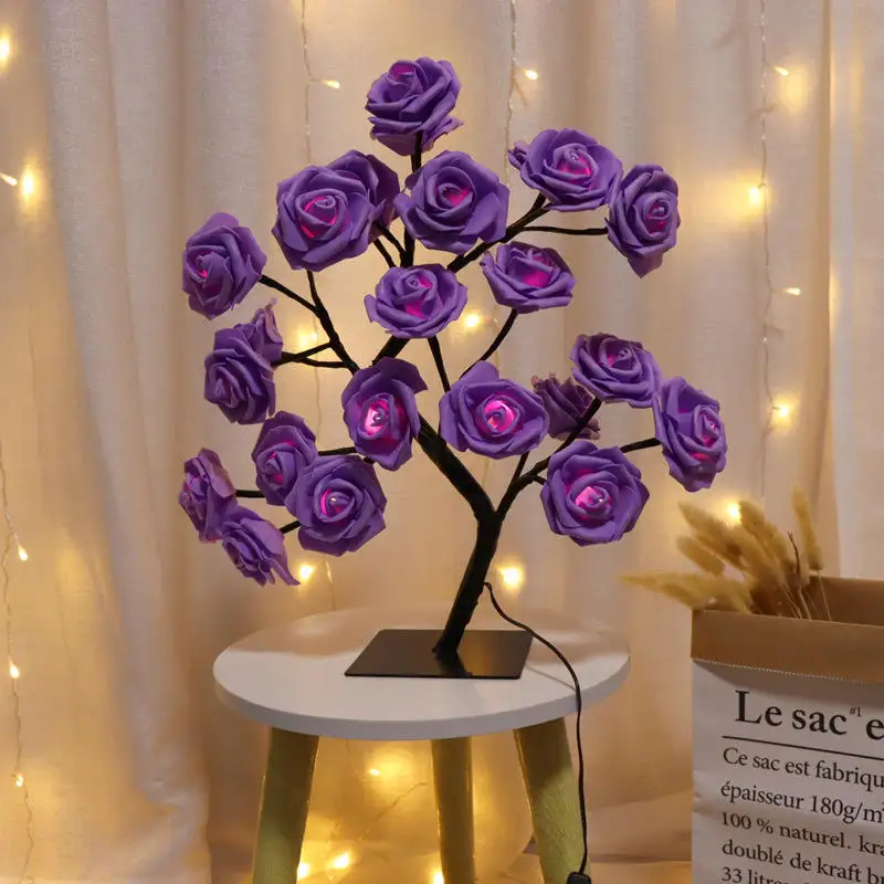 Led Rose Table Lamp 45cm Plug Flower Night Light Romantic Wedding ...
