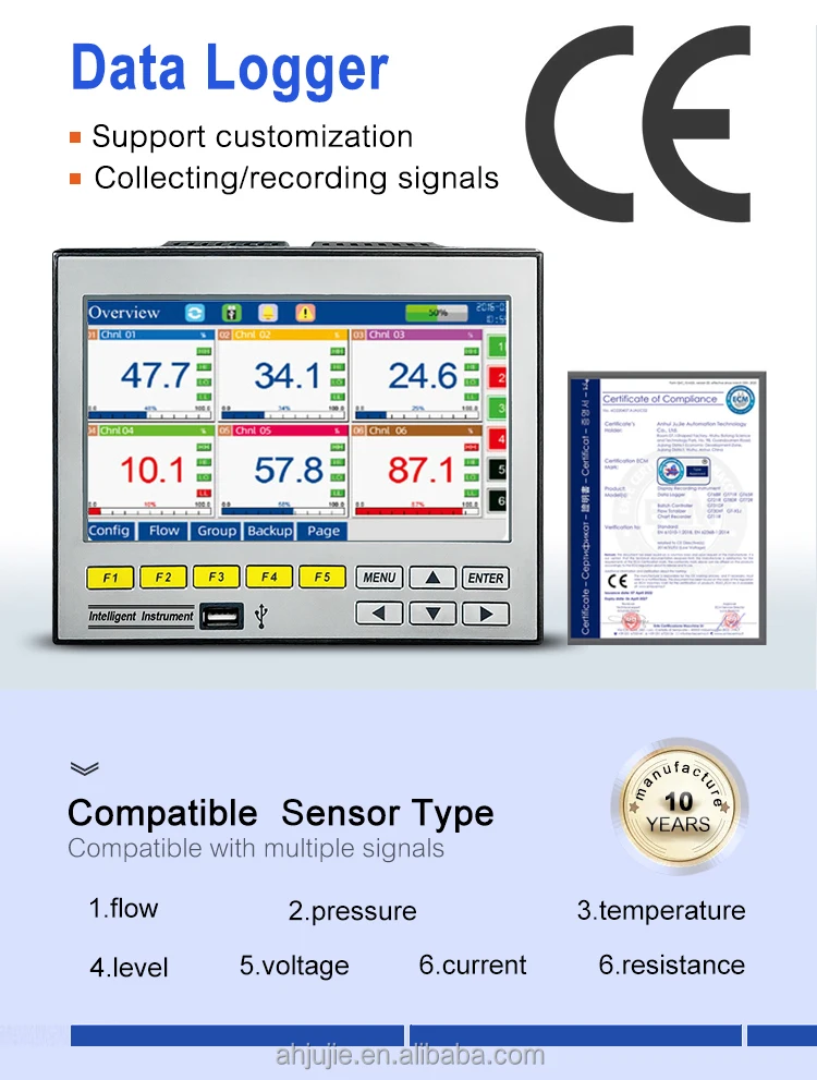 1-16 Channels Data Logger Paperless Recorder For Temperature Humidity ...