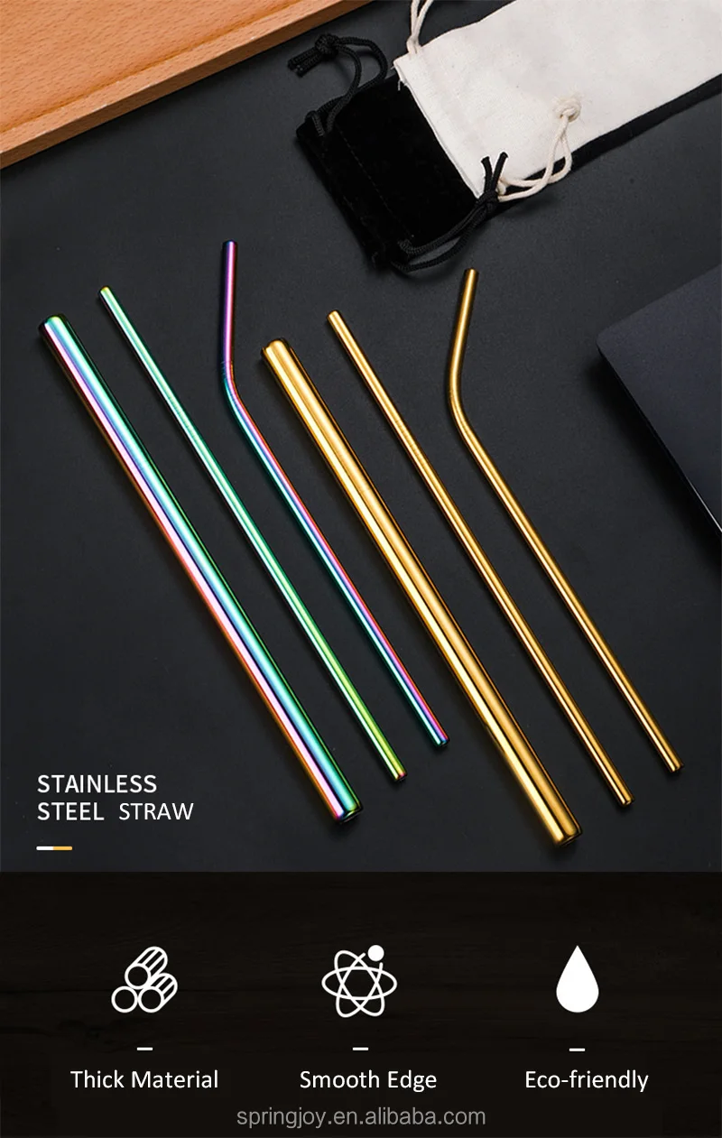 Metal Boba Tea Drinking Straws Thick 304 Stainless Steel 10mm Id 12mm