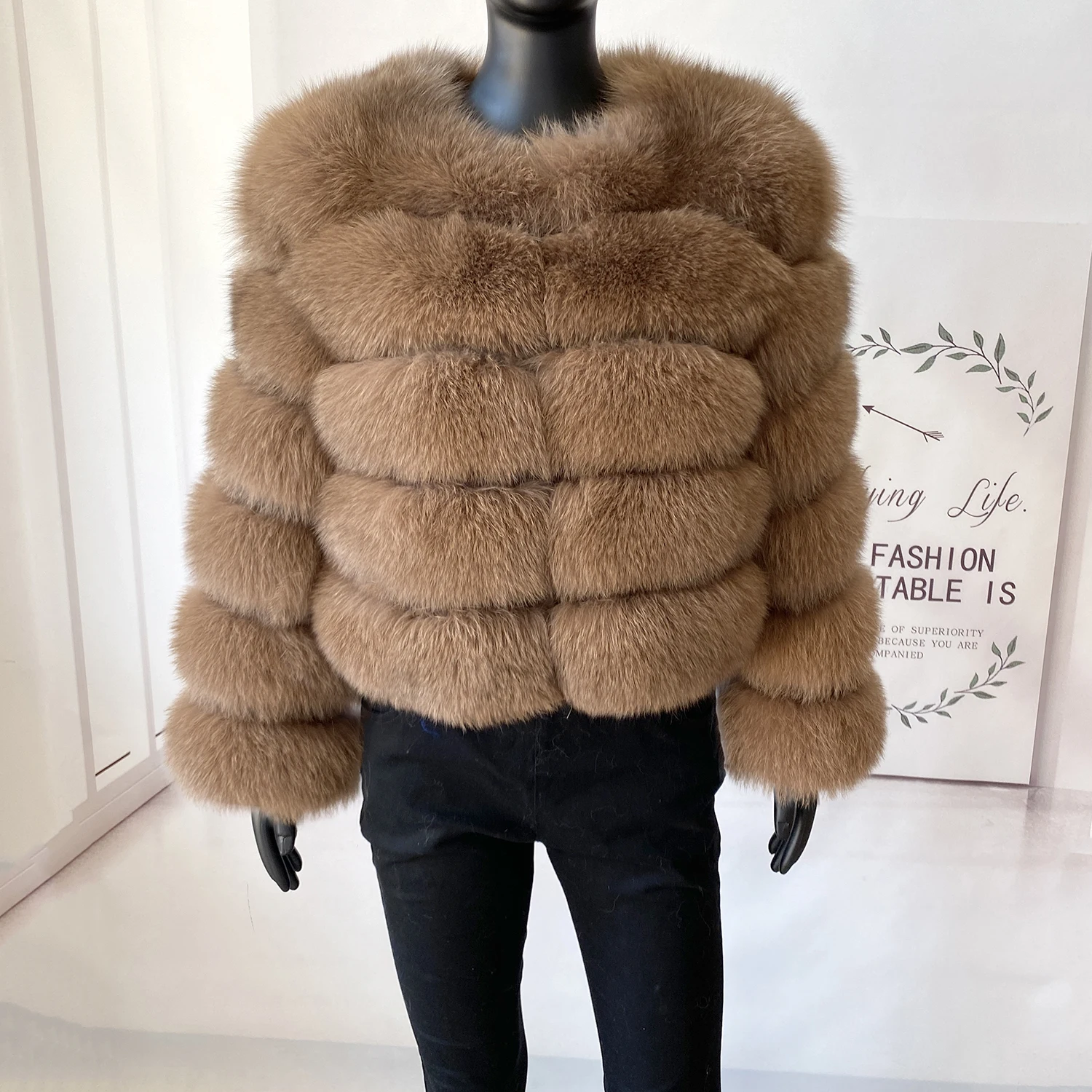 Custom Wholesale Fox Fur Jacket Coat Hand Knit Women Real Fox Fur ...