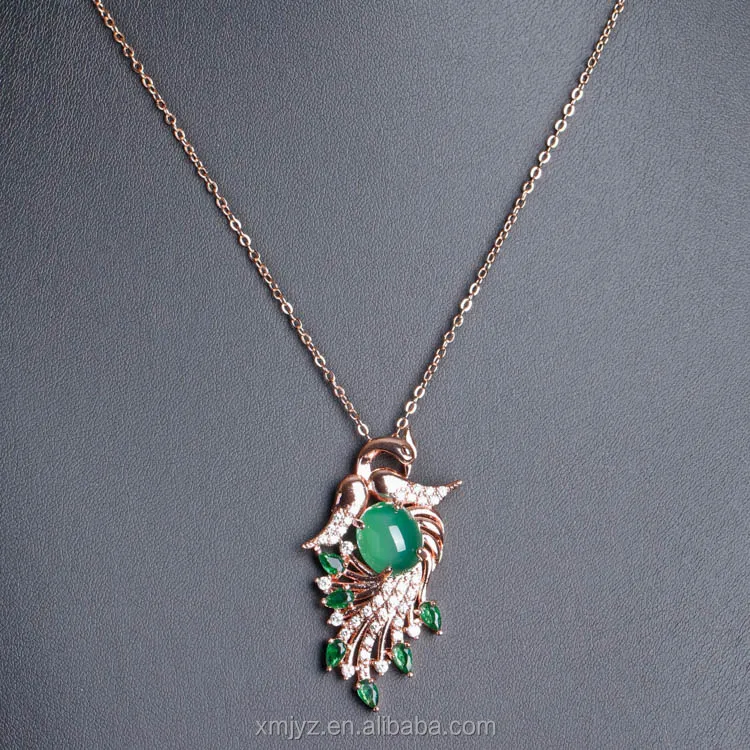 Paon Pendentif Chinois couleur jade collier de mode Charme Bijoux Lucky amulet