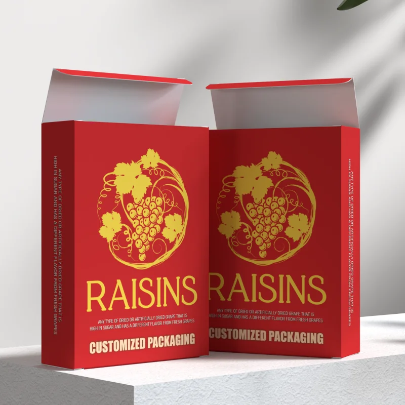 Custom Packaging PBAT Design for Raisins in Cardboard Boxes Dried Fruits Raisins Cardboard Box