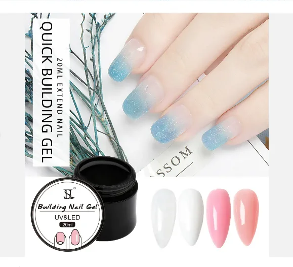HS 10ml UV LED Clear  Gaoy Soft Nail Polish with Quick Building Gel 4 Colors for Nails