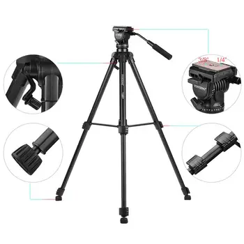 YUNTENG VCT-880 Portable Aluminum Alloy Tripod With 2-Way Damping Ball Head for Can0nn Nikk0n S0nny DSLR Camera detail image