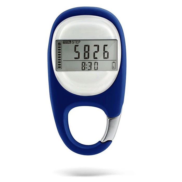 J&R Exercise Fitness Mini Digital Display 3D Sensor Walking Running Step Distance Counter Memory Carabiner Pedometer with Clip