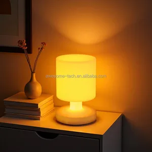 Modern LED Round Cylinder Reading Light Colorful Plastic Design for Hotel Bedroom Touch Control Battery Powered