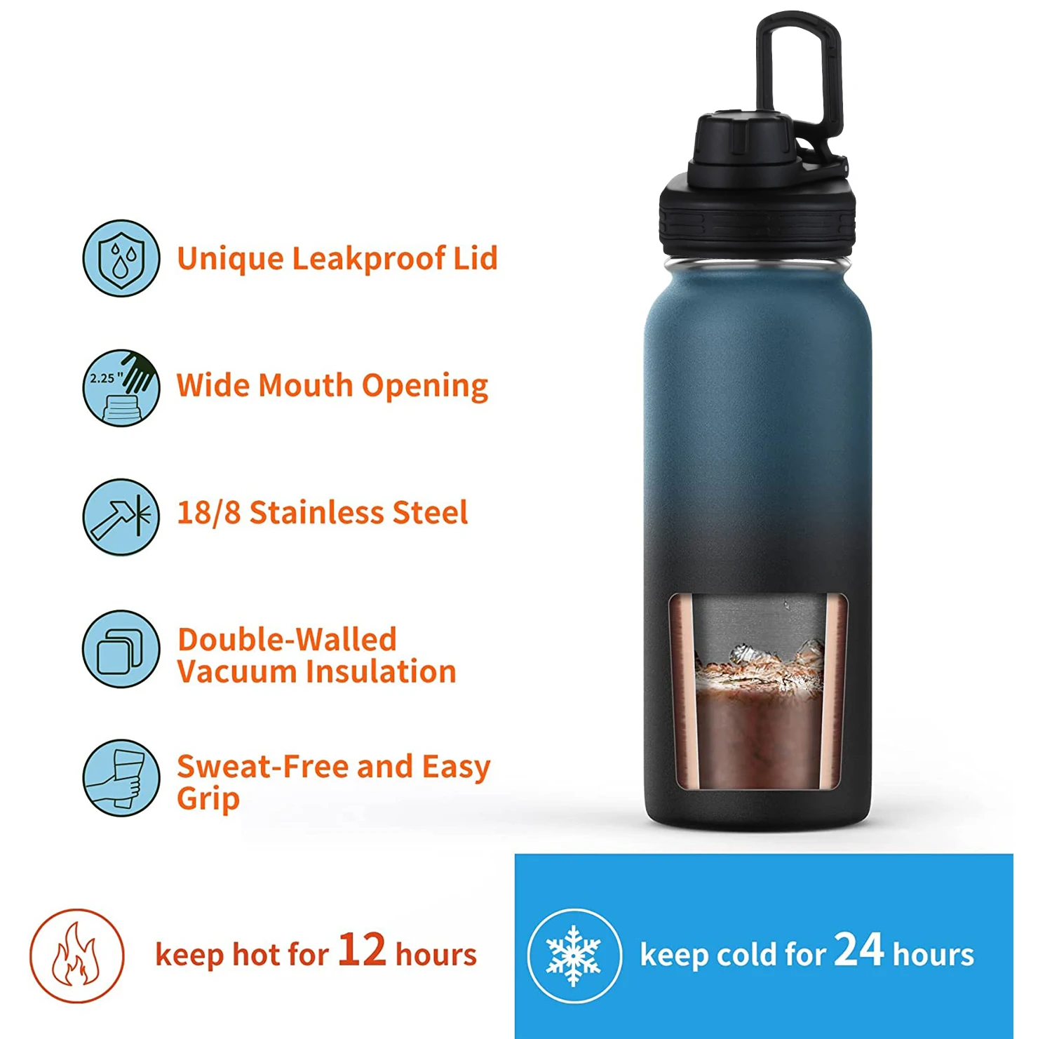 IRON FLASK Grip Coffee Mug - 12 Oz, Leak Proof, Vacuum Insulated Stainless  Steel Bottle, Double Walled, Thermo Travel, Hot Cold, Water Metal Canteen