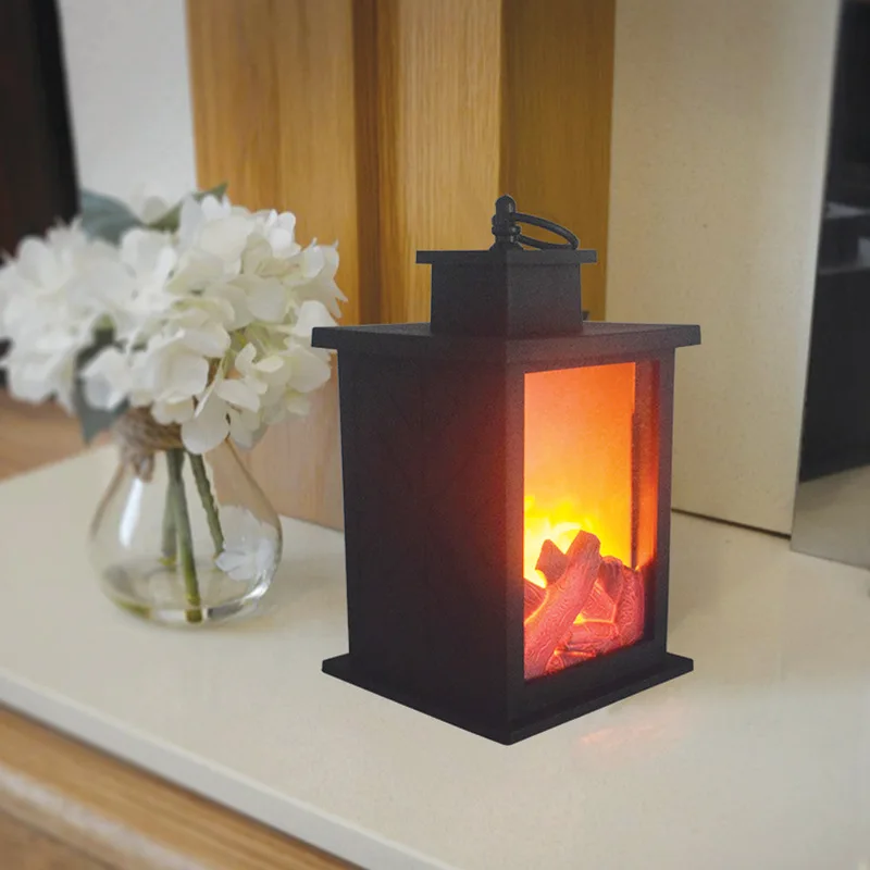Lanterne Cheminée Artificielle LED Portable - Effet Flamme Réaliste USB Ou Piles