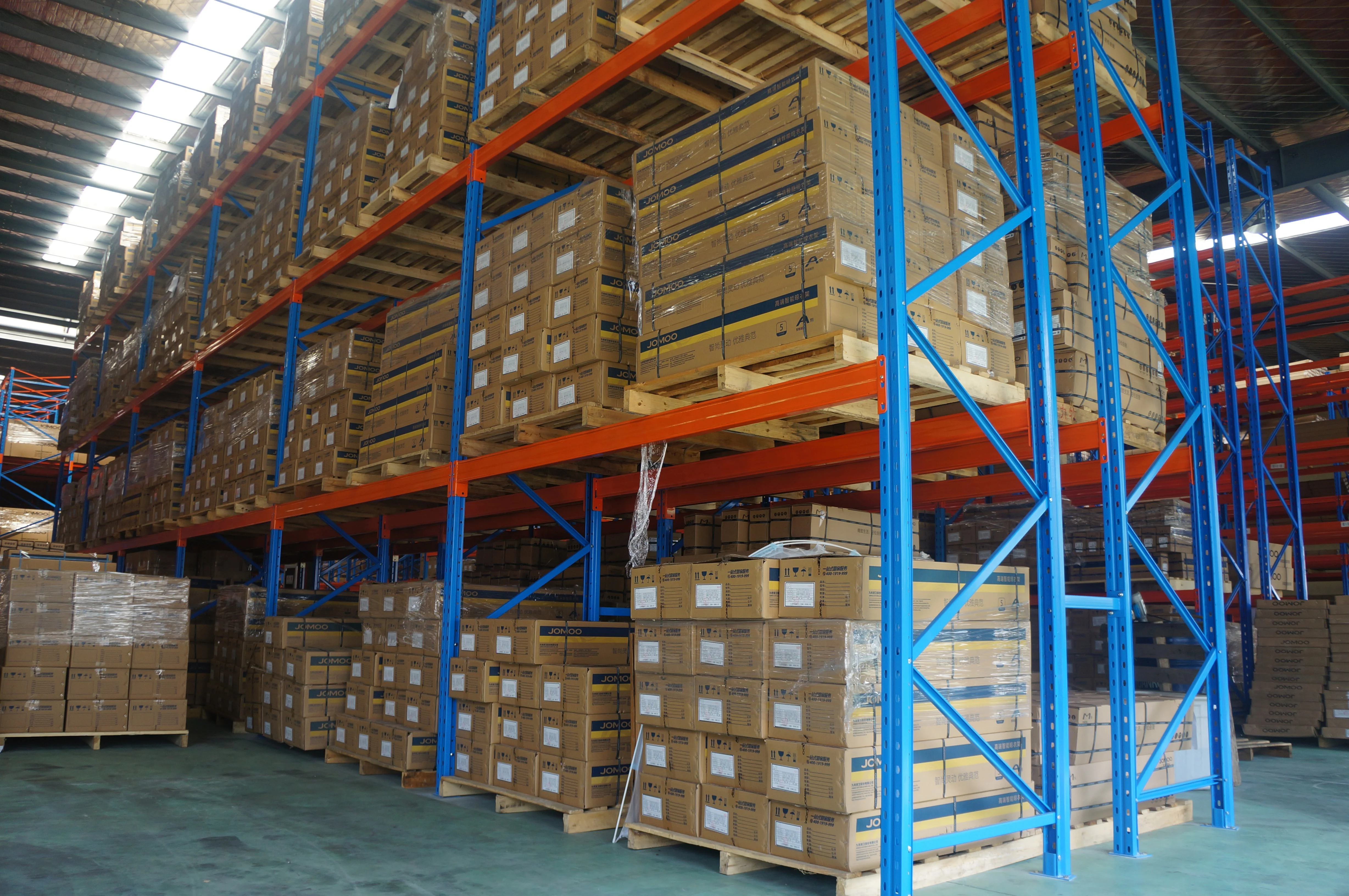 Heavy Store Rack Stackable Pallet Blue and Orange Pallet Racking