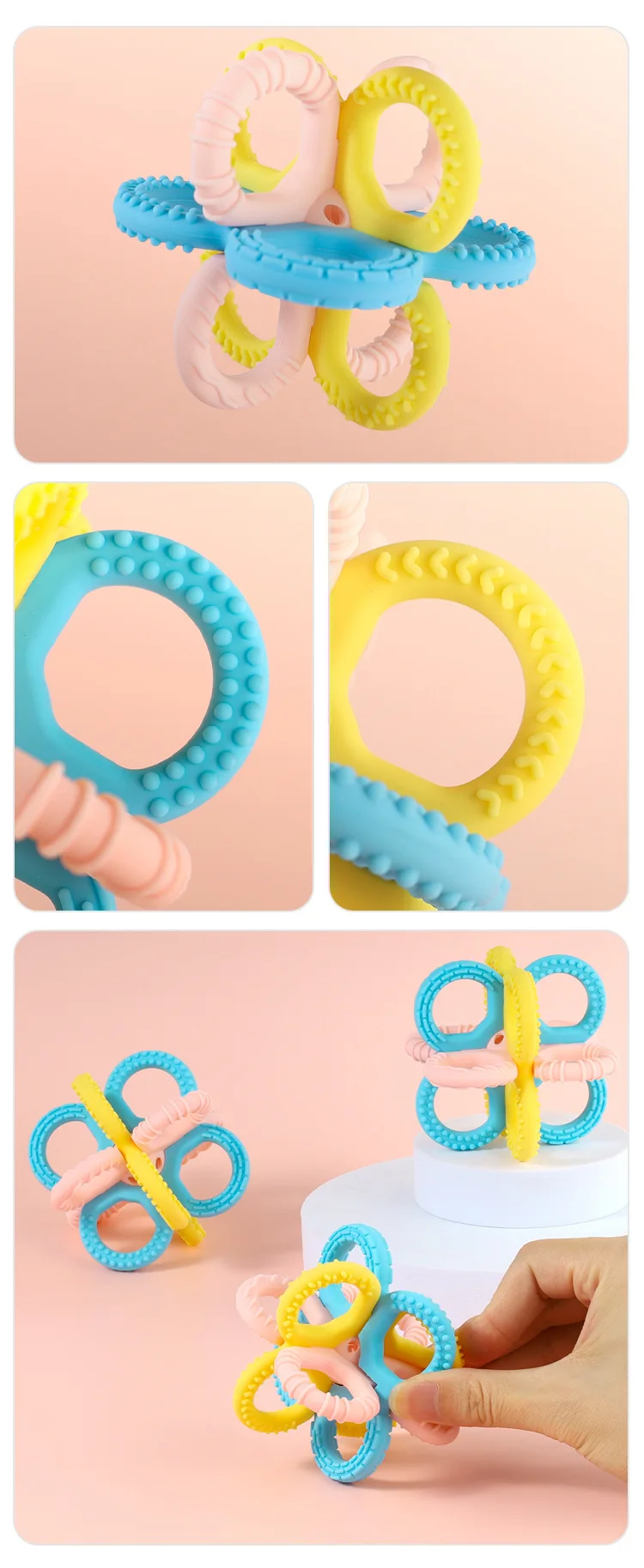 Manhattan Ball 0-3 Year Old Soft Silicone Finger Training Baby Toy Silicone Toy details