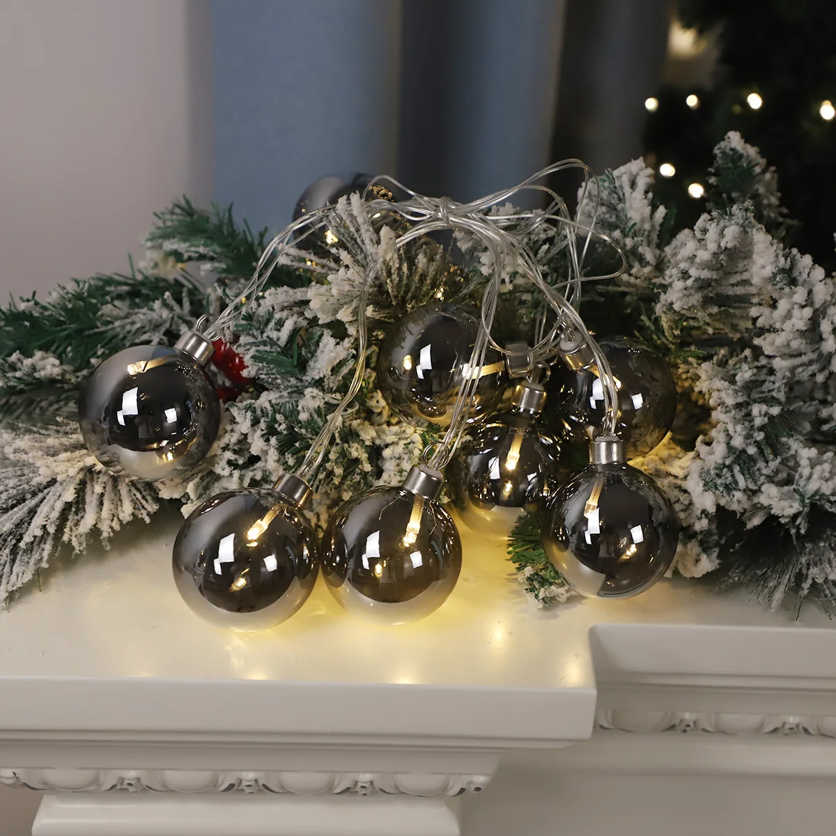 Shiny Frosted Black Pentagram Shaped 10 Heads String Lights Lase Engraving Mini Stars With LED Golden Lights Christmas Decor factory