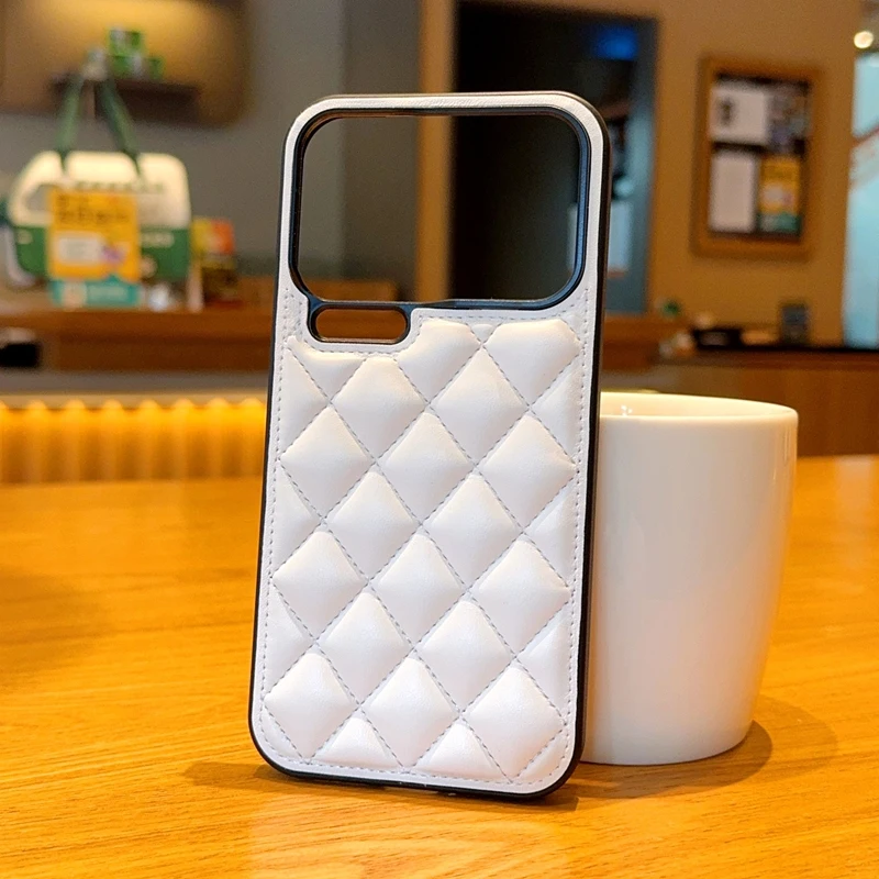 Fashion 3D Grid Soft PU Surface Hard Phone Case for Xiaomi 15 17 Pro Max High Quality Rhombus Cover for Xiaomi 13 14 15 Ultra