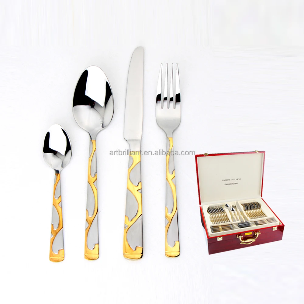Stainless Steel Cutlery With Gold Greek Design With Various Styles