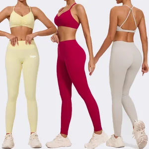 Wholesale Women's Activewear Suit Sports Bra Lift Hip Yoga Leggings 2 Piece Set Women Clothing Gym Fitness Yoga Sets for Women