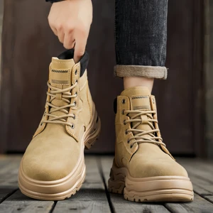 Men's High-top Lace-up Shoes Autumn Leisure Mountaineering Sports Non-slip Tooling Waterproof Thick-soled Boots