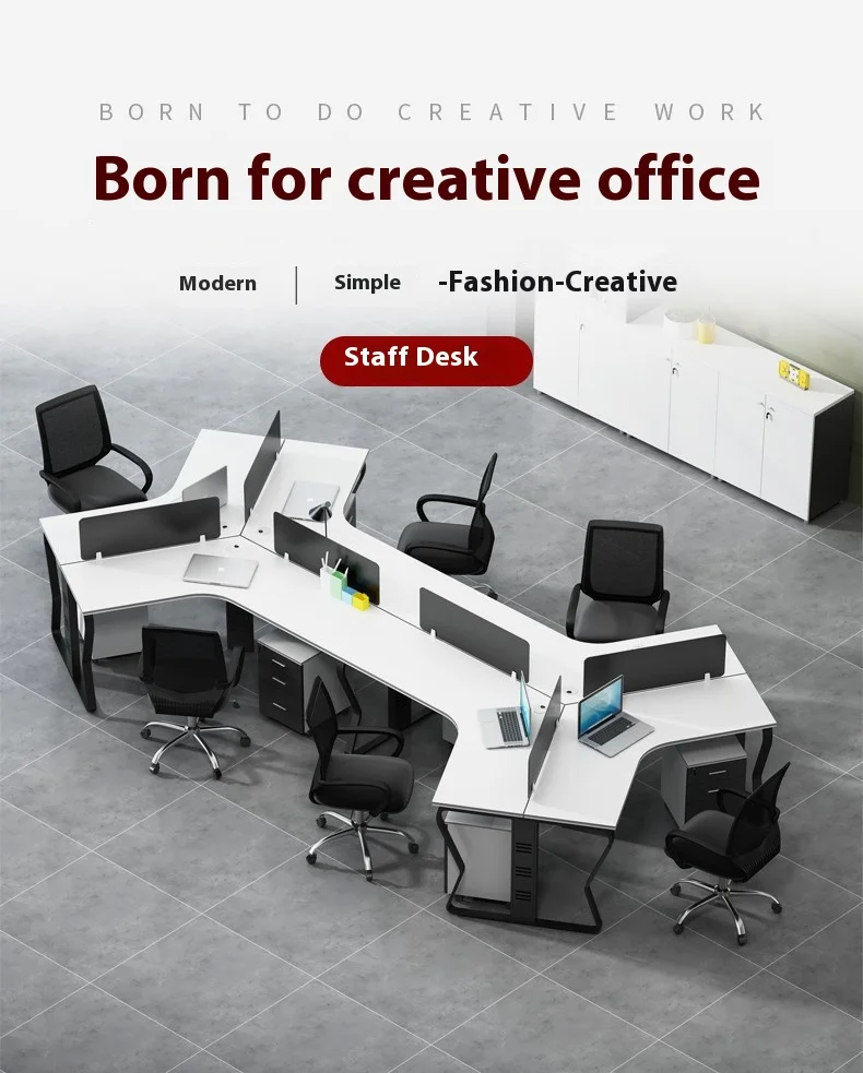New Customizable Office Furniture Creative Staff Table Desk Office Modular Clerk Workstation 120 Degree L Simple Modern