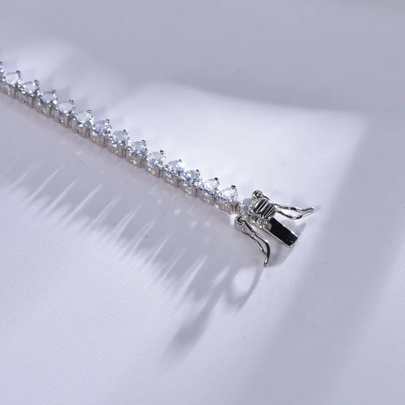 s925 silver cz white gold plated tennis bracelet