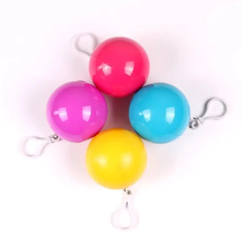 Disposable Raincoat Poncho Ball With Keychain Logo Outdoor Transparent ...