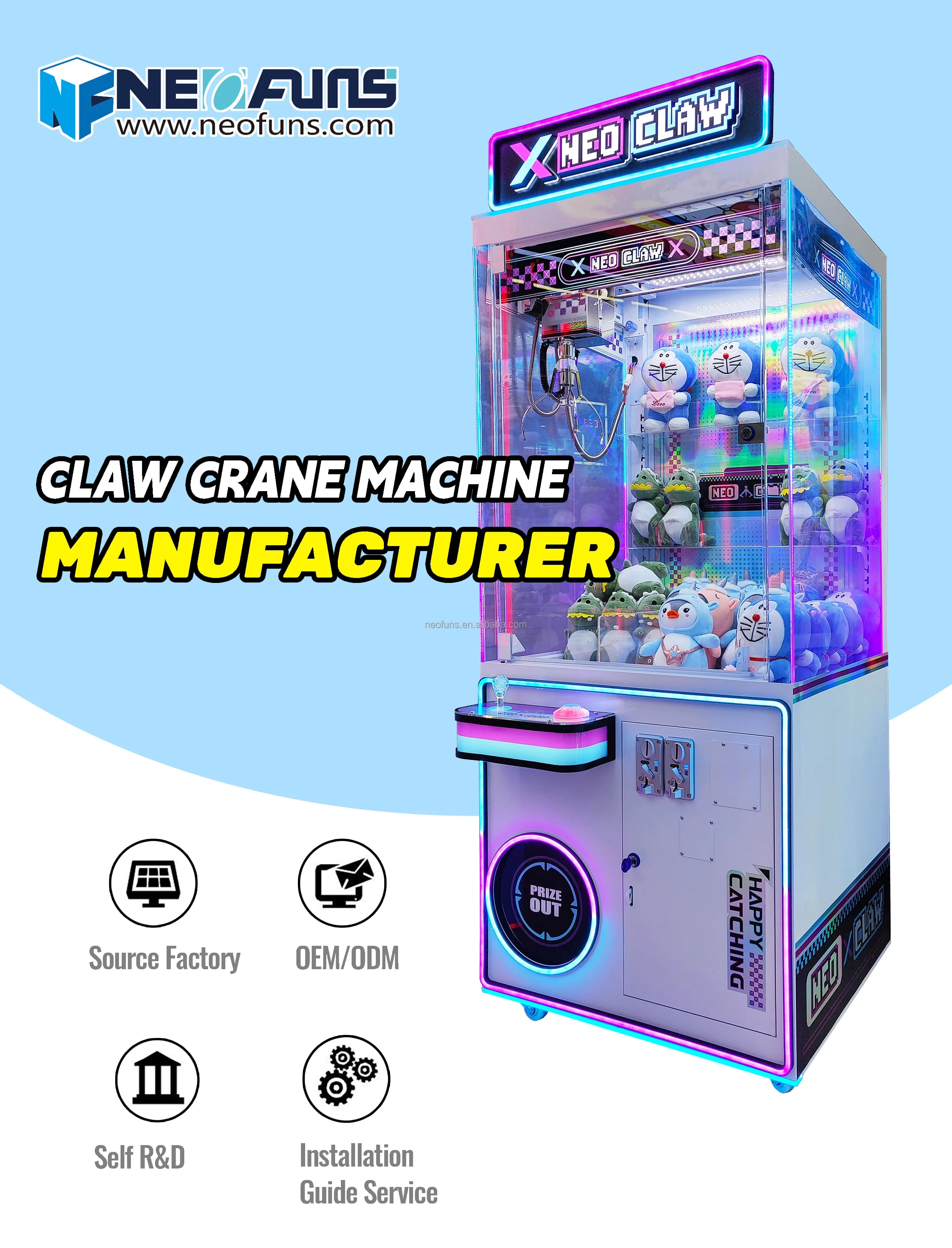 Neofuns Claw Crane Grab Machine - Fun Coin Operated Game